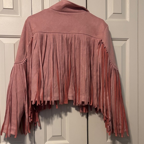 Chartou Women Casual Faux Leather  Motorcycle Fringe Cropped Jacket - Picture 10 of 10